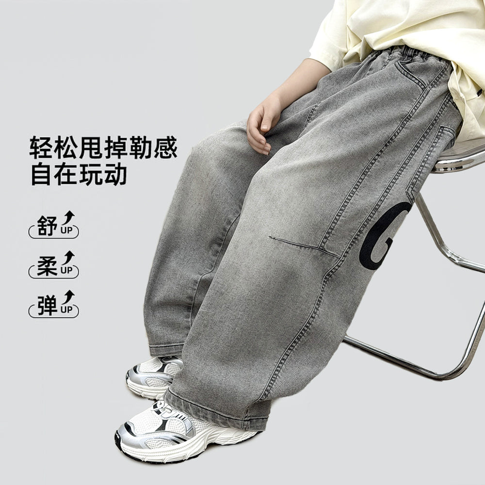 【guangzhou high-stretch soft denim】 new washed soft & supple scimitar cut trendy fashion kids' jeans 2603