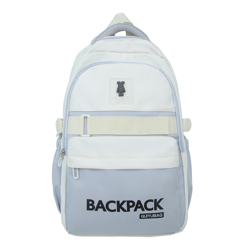 New junior high school schoolbag, college student strong wear-resistant simple backpack, fashion trend, middle school student waterproof backpack