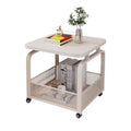 Modern minimalist mobile square rock slab coffee table - small apartment mobile cart side table coffee table square table