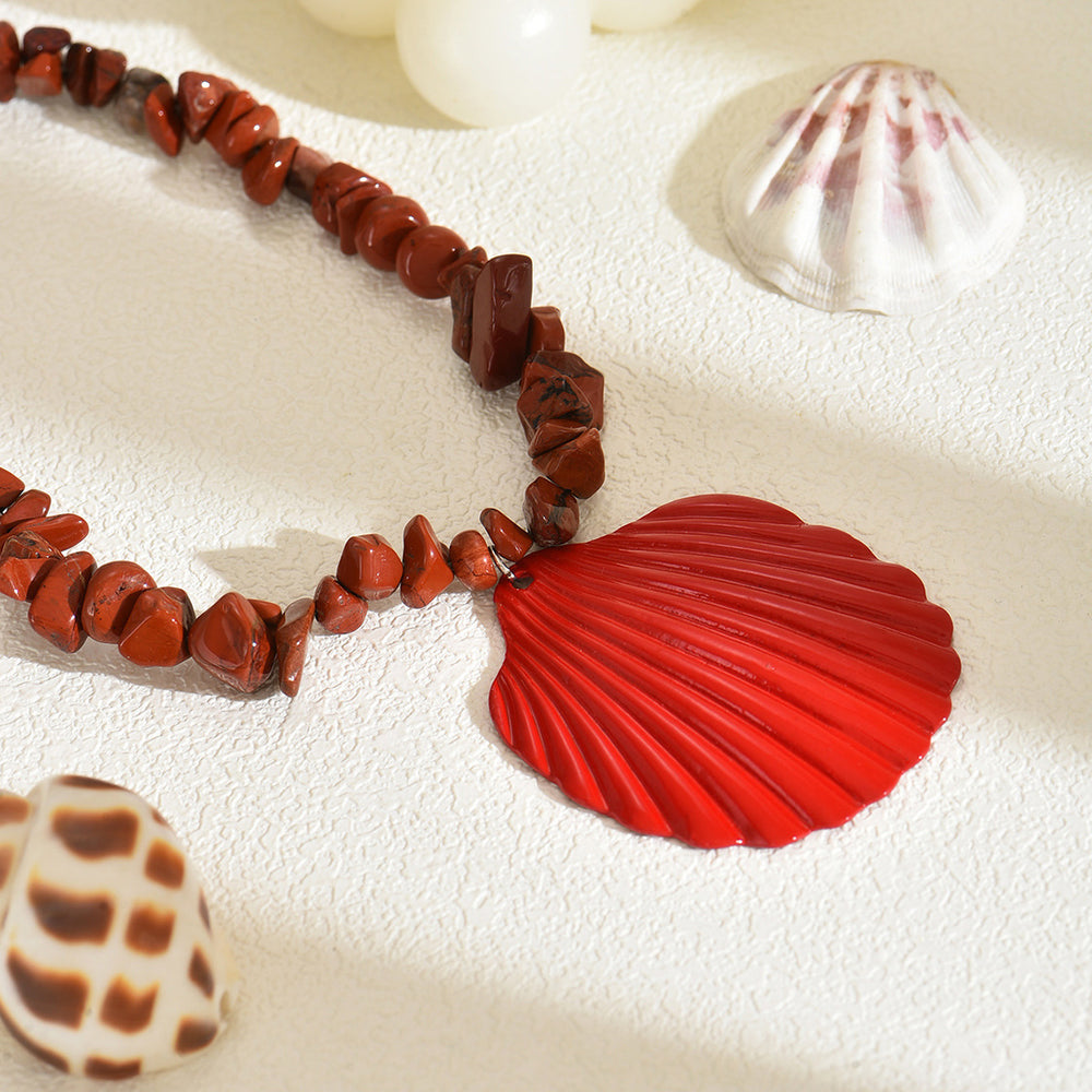 Bohemian necklace wholesale niche design pendant shell jewelry colorful crushed stone necklace women's ocean choker