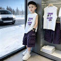 boys' fashion short-sleeve t-shirt & cargo shorts set - new summer styles for older boys: trendy, stylish, and street-ready