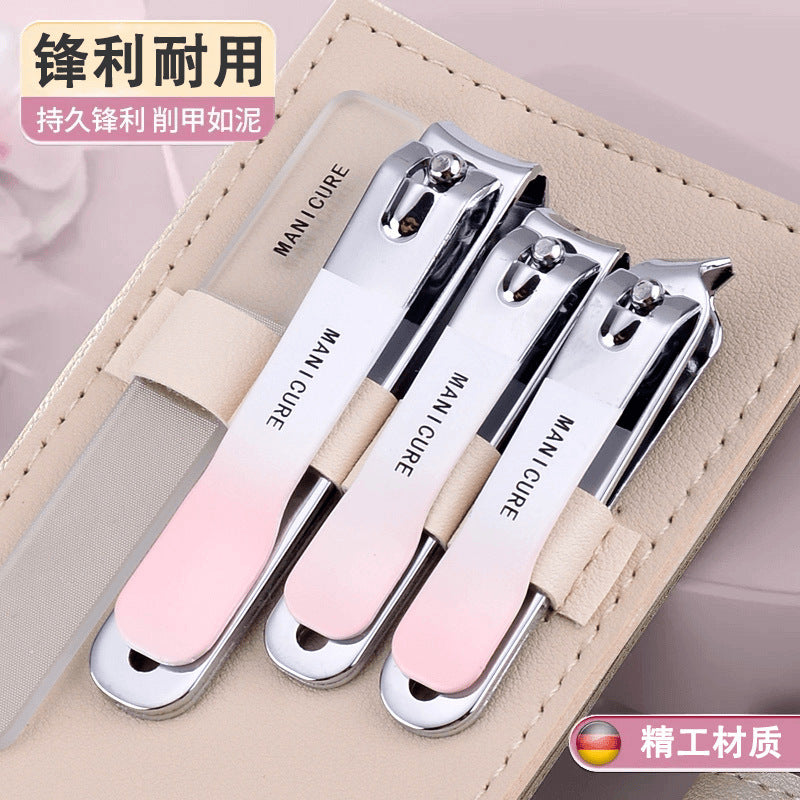 High-end stainless steel nail clippers, manicure tools, anti-splash boxed set - portable home use kit