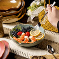 Japanese retro ceramic bowl for home stoneware stylish fruit salad dessert bowl good-looking kiln creative tableware