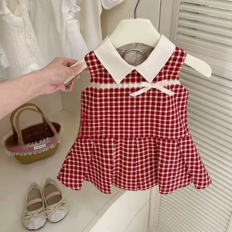 Summernew arrival baby dress baby bag butt skirt fresh plaid girl short-sleeved outweark-style princess dress summer