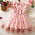 new girls' sleeveless dress - sweet bowknot mesh a-line dress for toddlers and young children - european and american style