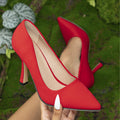 women's single shoes amazon aliexpress pure color high heels stiletto large size women's shoes ins style simple pointed toe