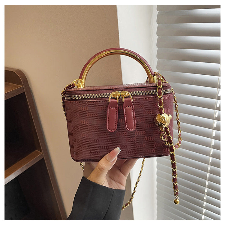 Cross-border miu letter box bag light luxury printed messenger bag European and American fashion chain niche single shoulder underarm women's bag