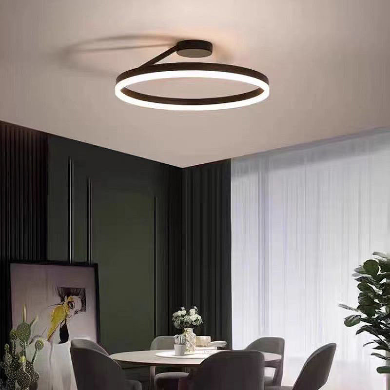 Modern minimalist slanted ring restaurant pendant light, minimalist black ring nordic bar bedroom eye-caring lighting fixture wholesale