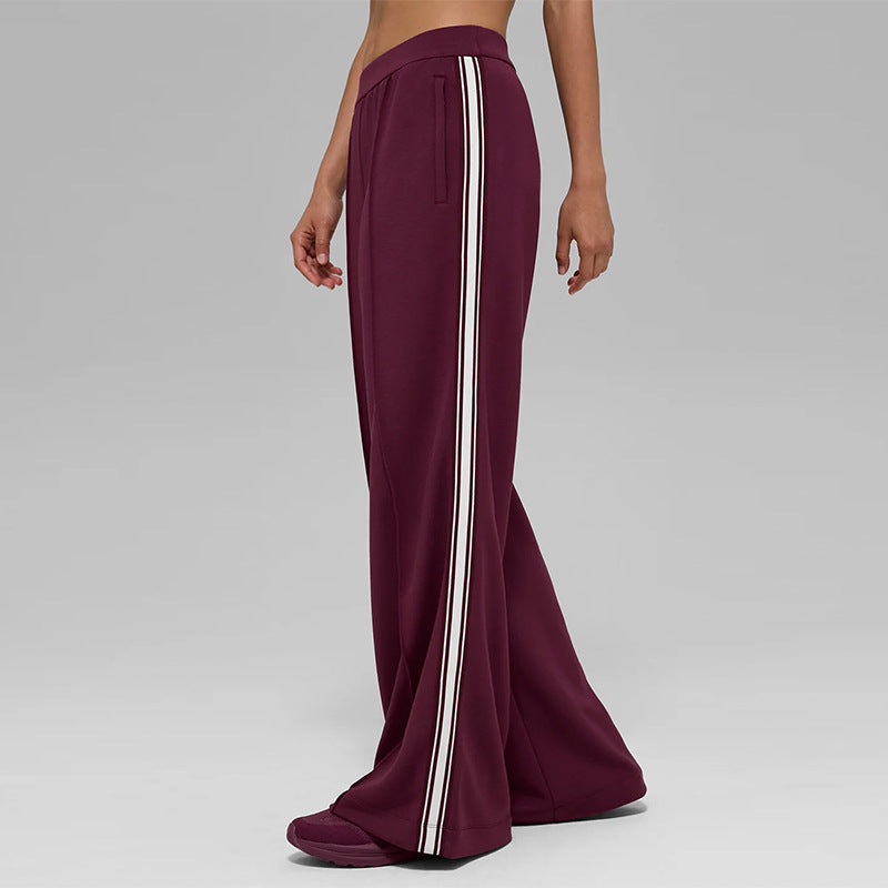 fall/winter new modal air layer anti-pilling white stripe draped loose wide-leg casual sports pants for women