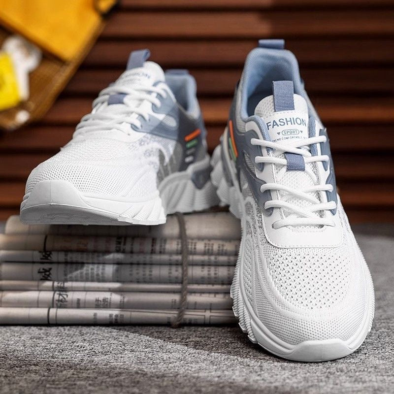 Men's shoes 2025 new winter soft sole anti-odor flyknit mesh shoes men's versatile mesh casual sports running shoes