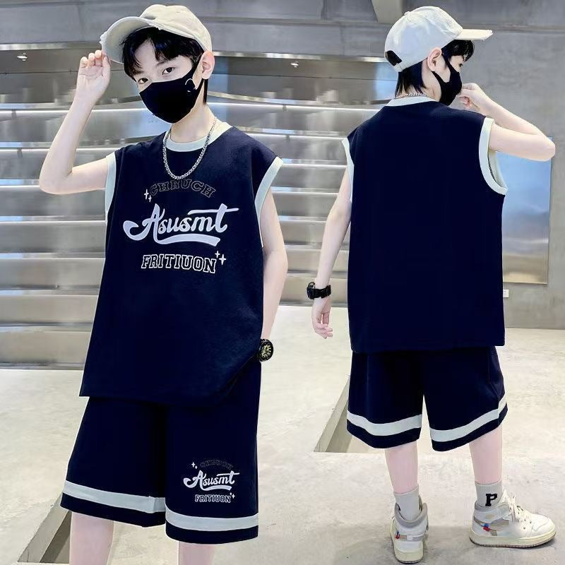 Boys' outfit:  summer new korean style sleeveless t-shirt and basketball casual two-piece set for boys