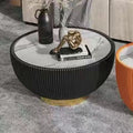 Nordic light luxury coffee table modern living room table small apartment size combination round rock slab leather creative bowl coffee table