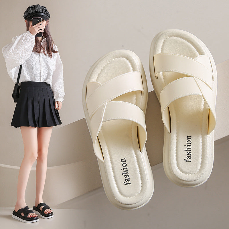 Women's summer slides: new non-slip, versatile, casual, height-increasing, premium soft sole thong sandals