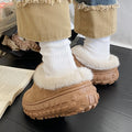 Women's warm cotton slippers - 2025 autumn/winter trendy indoor home thick-soled fleece-lined warm snow boots