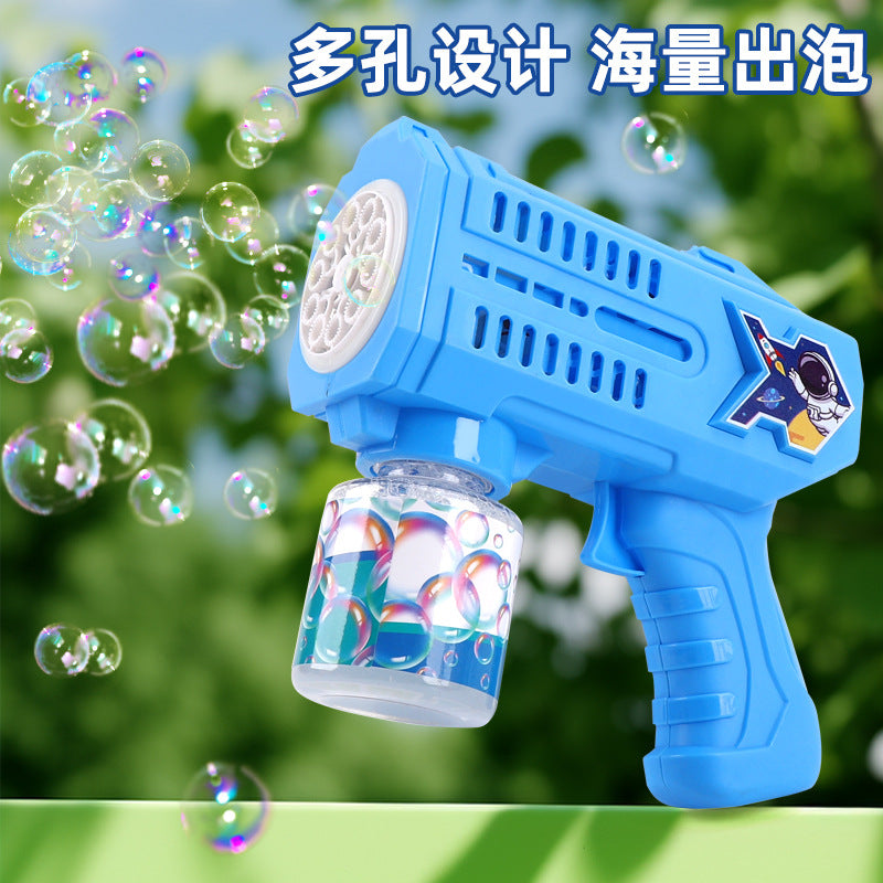 2024 new kids' automatic bubble machine with lights - transparent, handheld, leak-proof, cool mechanical bubble gun