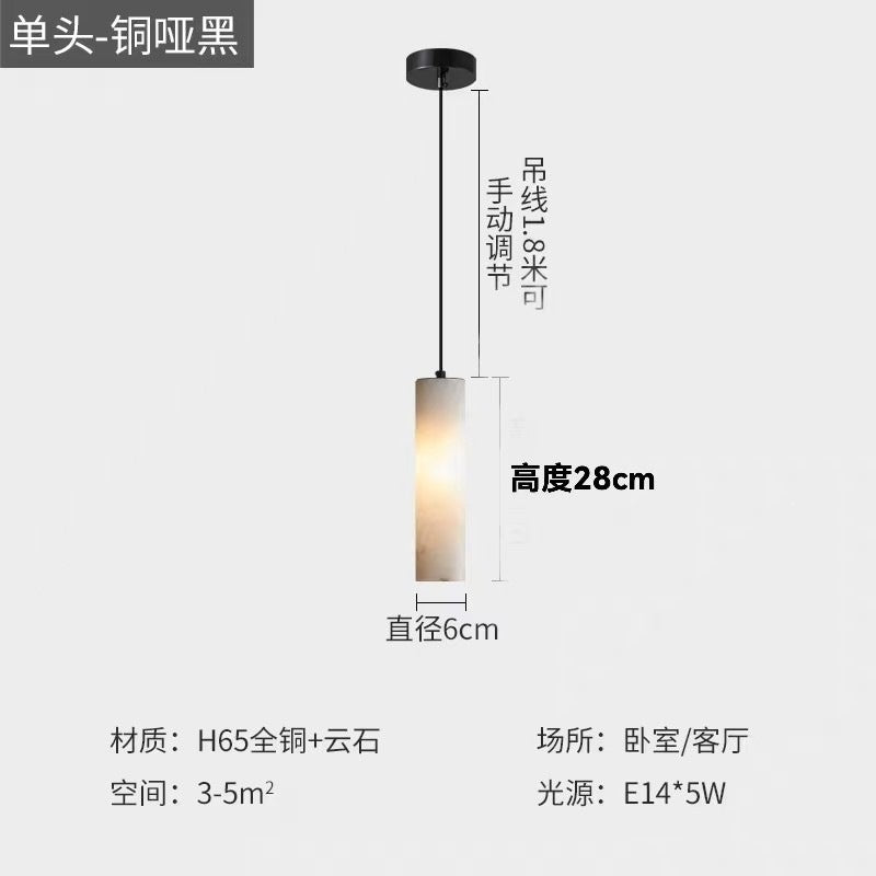 New chinoiserie all-copper real marble bedroom bedside small chandelier classical house restaurant bar study model room lighting fixtures