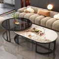 Rock slab coffee table living room for home small apartment 2025new arrivalaccessible luxuryclassy modern simple oval combination coffee table