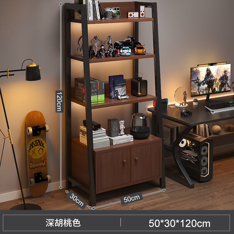 Shelf Floor-to-ceiling storage shelf Multi-layer bookshelf E-sports room Computer table Locker Wrought iron trapezoidal display shelf