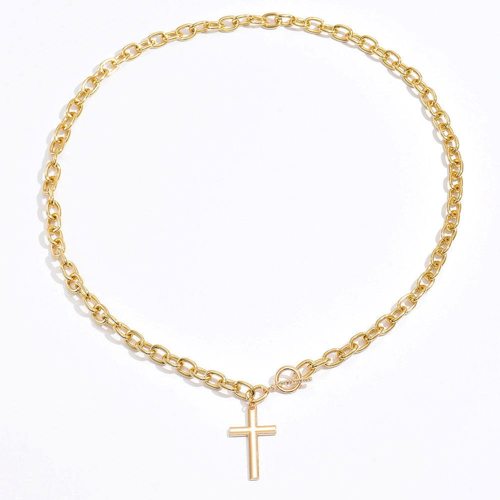 hot-selling simple stacked cross pendant necklace niche high-end exaggerated thick chain clavicle chain accessories