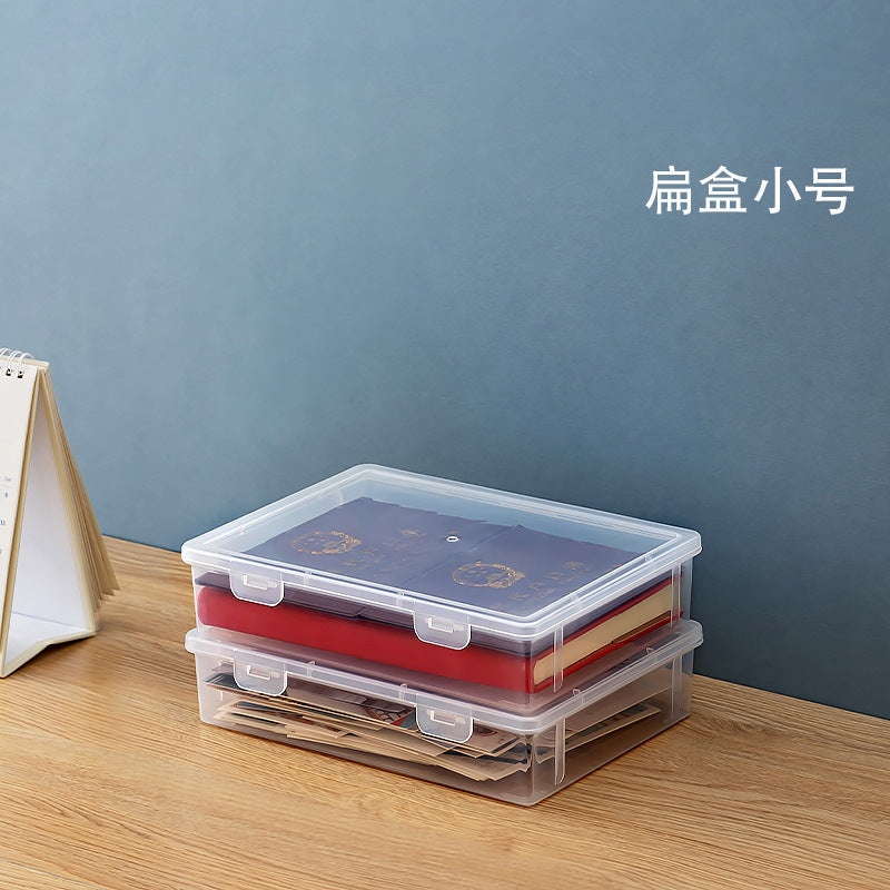 Desktop file storage box, transparent cover, can be stacked with honorary certificates, certificate storage box, desk good goods storage