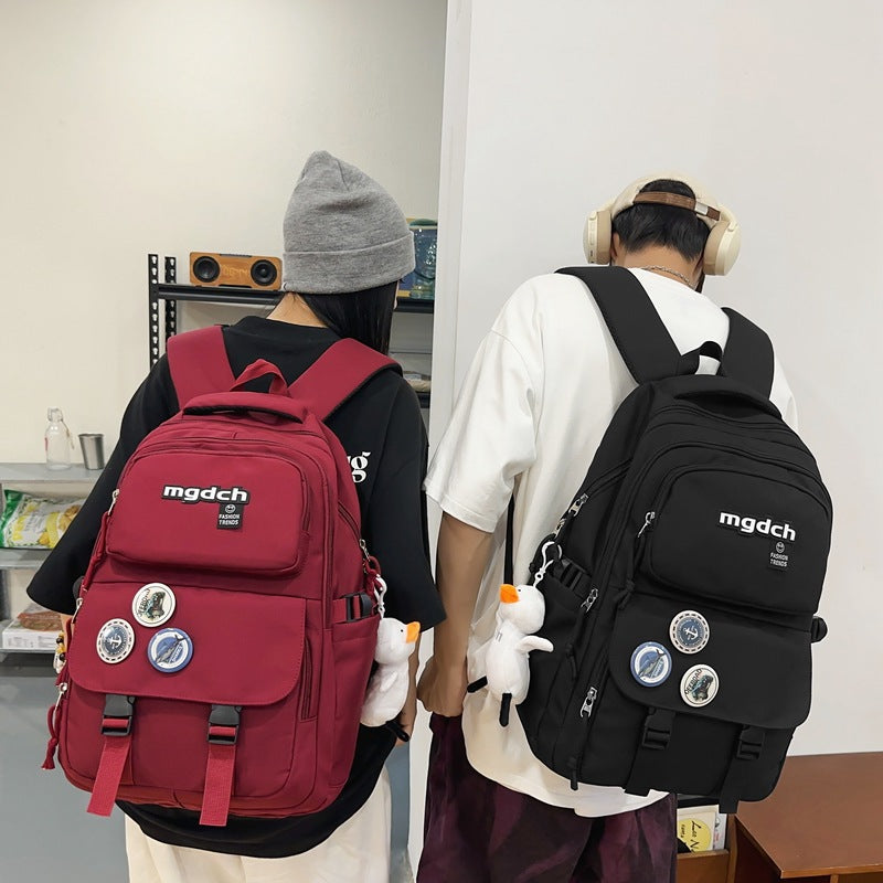 New large-capacity casual backpack stylish simple solid color campus style student school bag travel computer bag