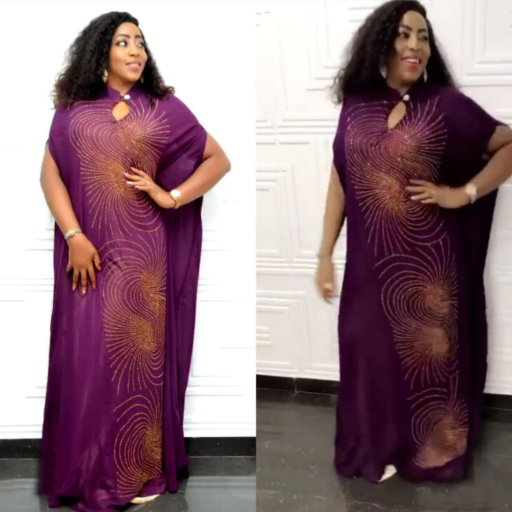 supply small stand-up collar whirlwind-shaped stylish hot diamond fashionloosedress african women's long skirt big sale