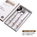 Bamboo handle stainless steel fork spoon tableware suit creative acrylic bamboo handle western food knife fork spoon dessert spoon