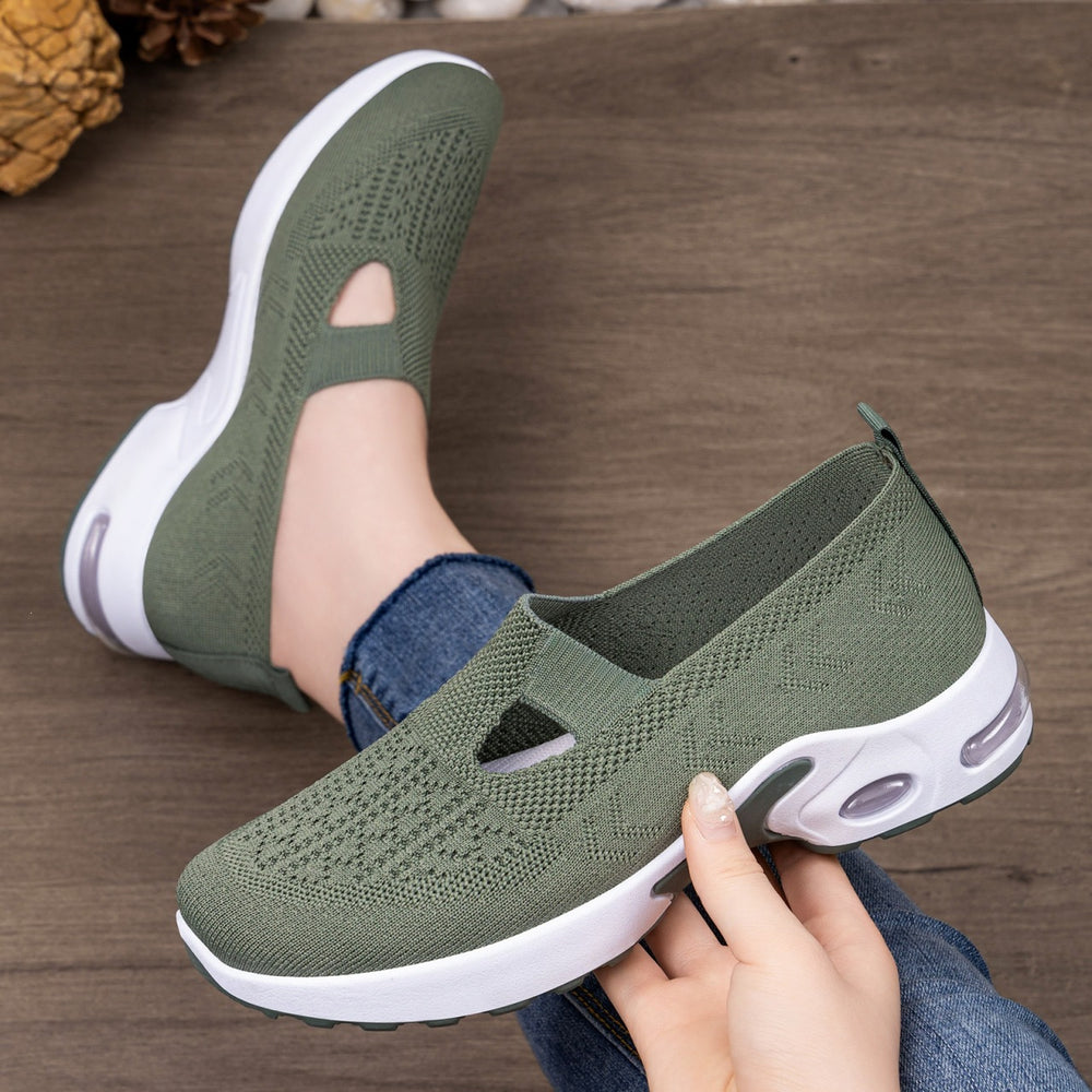 Exportplus sizespringnew arrival flying mesh shoes women's slip-on thick sole breathable casual shoes soft bottom cushion shoes women