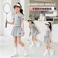 Girls' skirt-pants set, new  summer collection: stylish short-sleeve two-piece outfit for mid-to-large children, combining sporty and trendy fashion