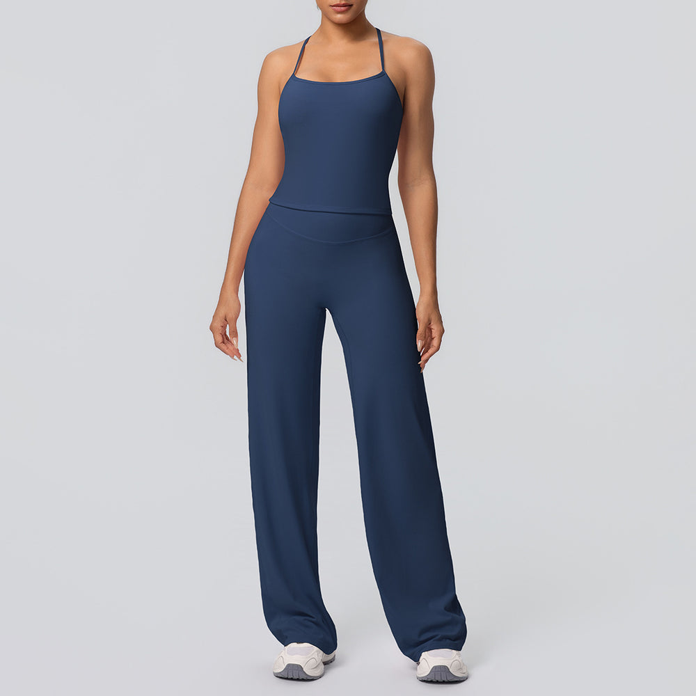 High-waisted, butt-lifting, cloud-soft, quick-drying yoga set featuring a sexy camisole and racerback design. perfect for outdoor activities, casual wear, running, and fitness