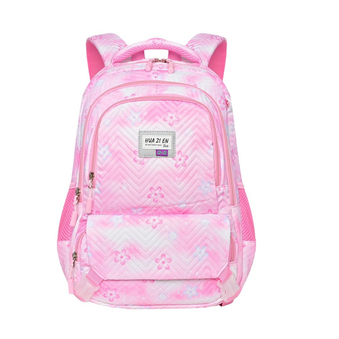 Primary and secondary school girls schoolbag large capacity gradual change backpack to reduce the burden of spine protection ultra light children bag cute