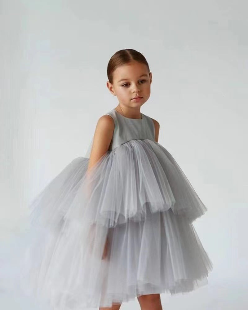 Exportkids festival catwalk piano performance dress girls puffy wedding dress princess dress flower girl new kids dress