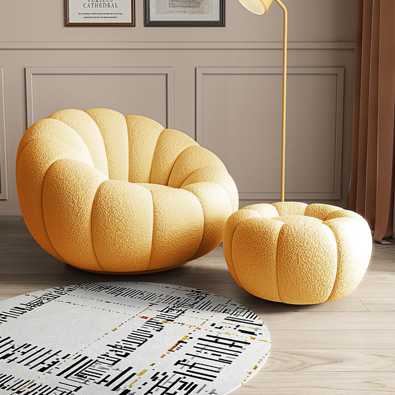 Lazy sponge sofa pumpkin chair single cream bean bag for home bedroom living room small apartment balcony lounge chair
