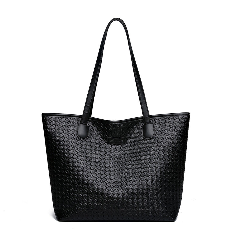 2024 new fashion shoulder bag large capacity tote bag solid color patchwork women's bag woven tote bag dropshipping available