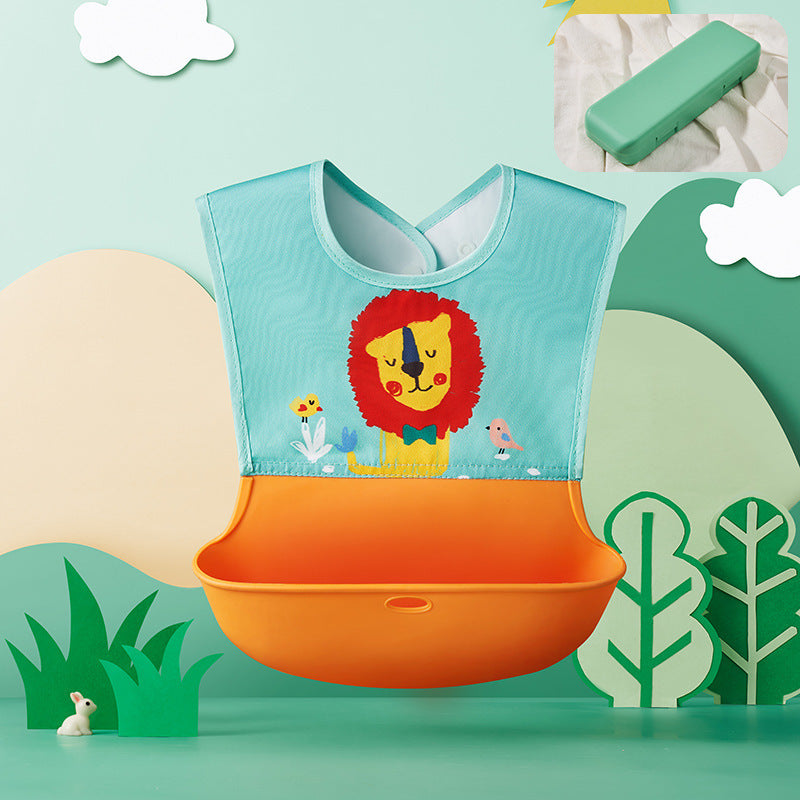 Baby eating bib type a rice bib 0-6 years old kids products waterproof anti-dirty cover baby food supplement silicone bib
