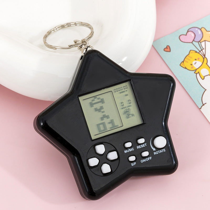 tetris electronic game console - portable handheld mini game console keychain charm toy