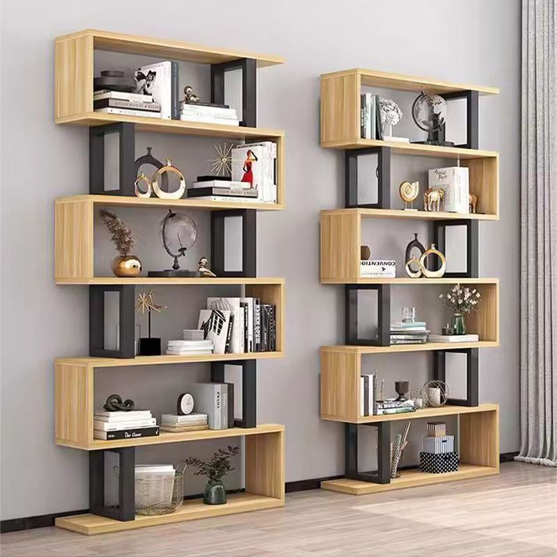 Bookshelf storage rack floor-standing iron art living room partition storage display shelf modern casual file multi-layer storage cabinet