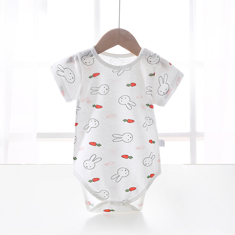 Baby bodysuit summer unisex infant short sleeve romper newborn pure cotton triangle onesie lightweight crawling suit