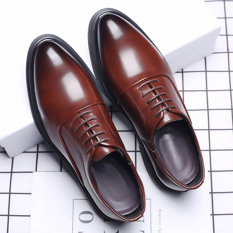 New men's brogue leather shoes - business casual, british style, formal dress shoes, korean style, breathable wedding shoes for men
