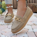 export plus size women's single shoes  autumn new metal chain wedge heel platform casual loafers wholesale