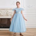 Custom-made tulle dress for girls, european and american style, off-the-shoulder princess dress, elegant long dress for children's birthdays, high-end dress for little girls