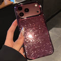Starry glitter powder compatible with iphone 18 pro max case, apple 17 transparent fine glitter burgundy protective cover 16