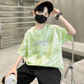 Boys' summer outfit set: new styles for mid-to-large children, lightweight short-sleeve activewear, trendy summer two-piece set for boys