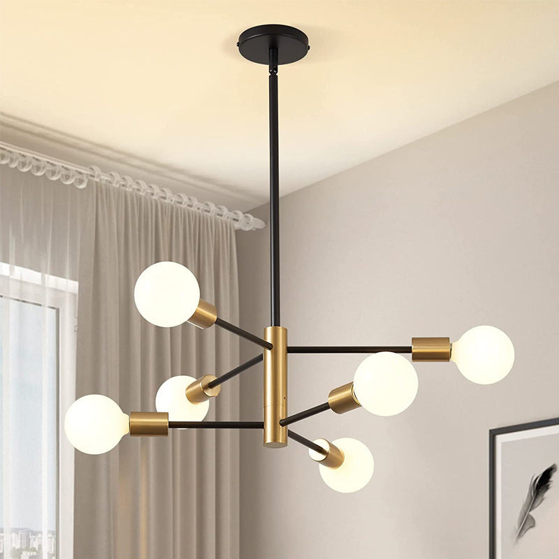 Nordic molecular ceiling lamp modern casual black gold spider lamp living room bedroom creative iron multi-head popular restaurant