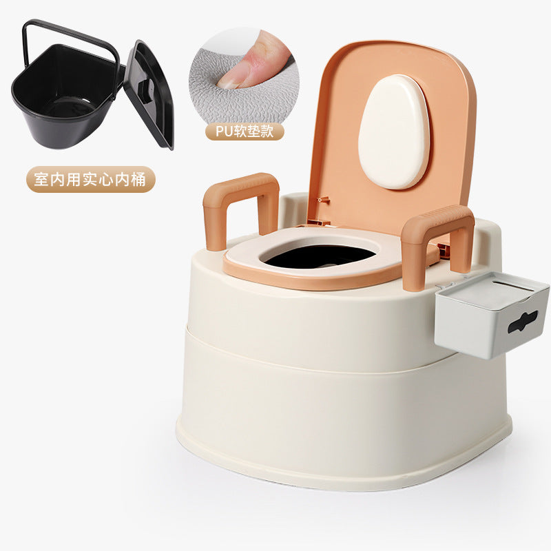 Household adult portable toilet for seniors, pregnant women, and the disabled - indoor commode chair/toilet stool