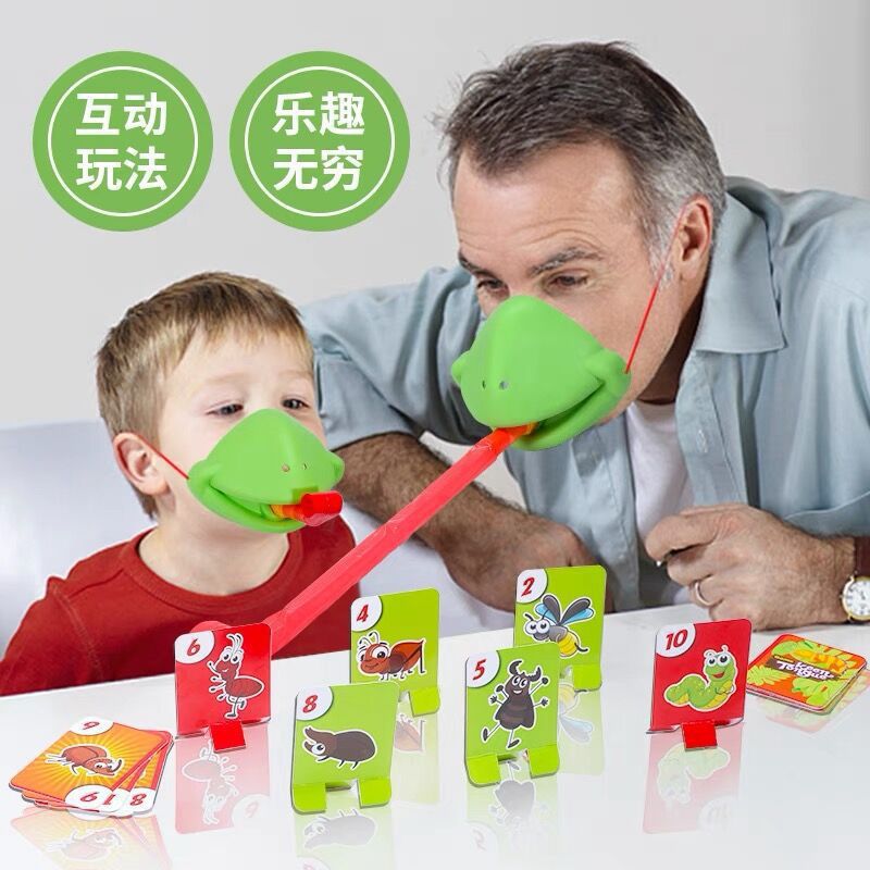 hot-selling frog mouth tongue-out mask lizard playing cards interactive tabletop game cards educational toys wholesale