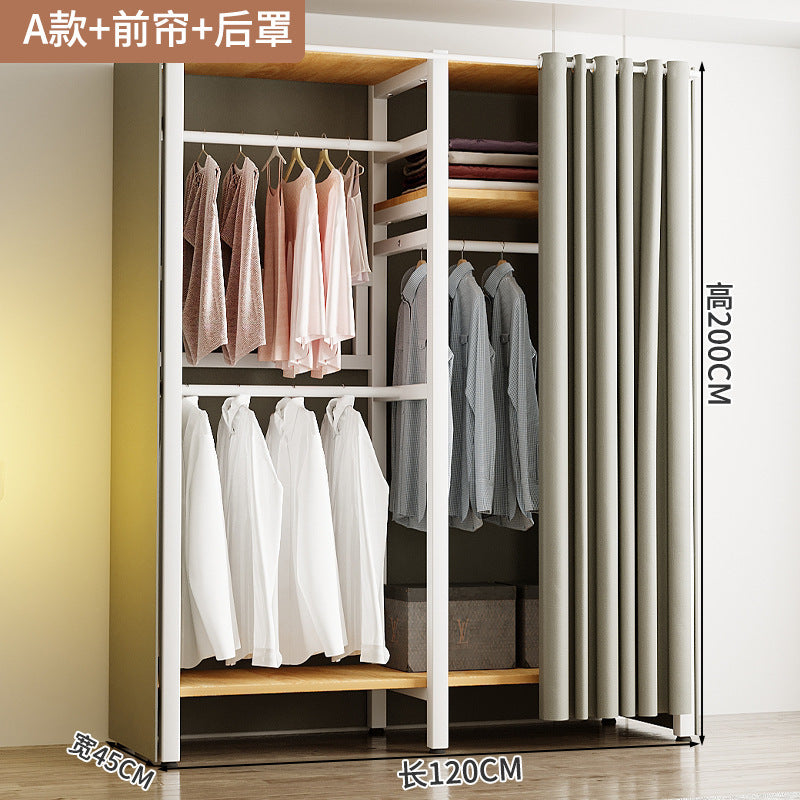 Wardrobe Home Bedroom Simple Assembly Storage Cabinet Rental Room Shelves Strong and Durable Open Wardrobe