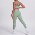 Fashion cross-border nude brushed cross back bra casual sports hip lifting pants fitness yoga clothes two-piece set