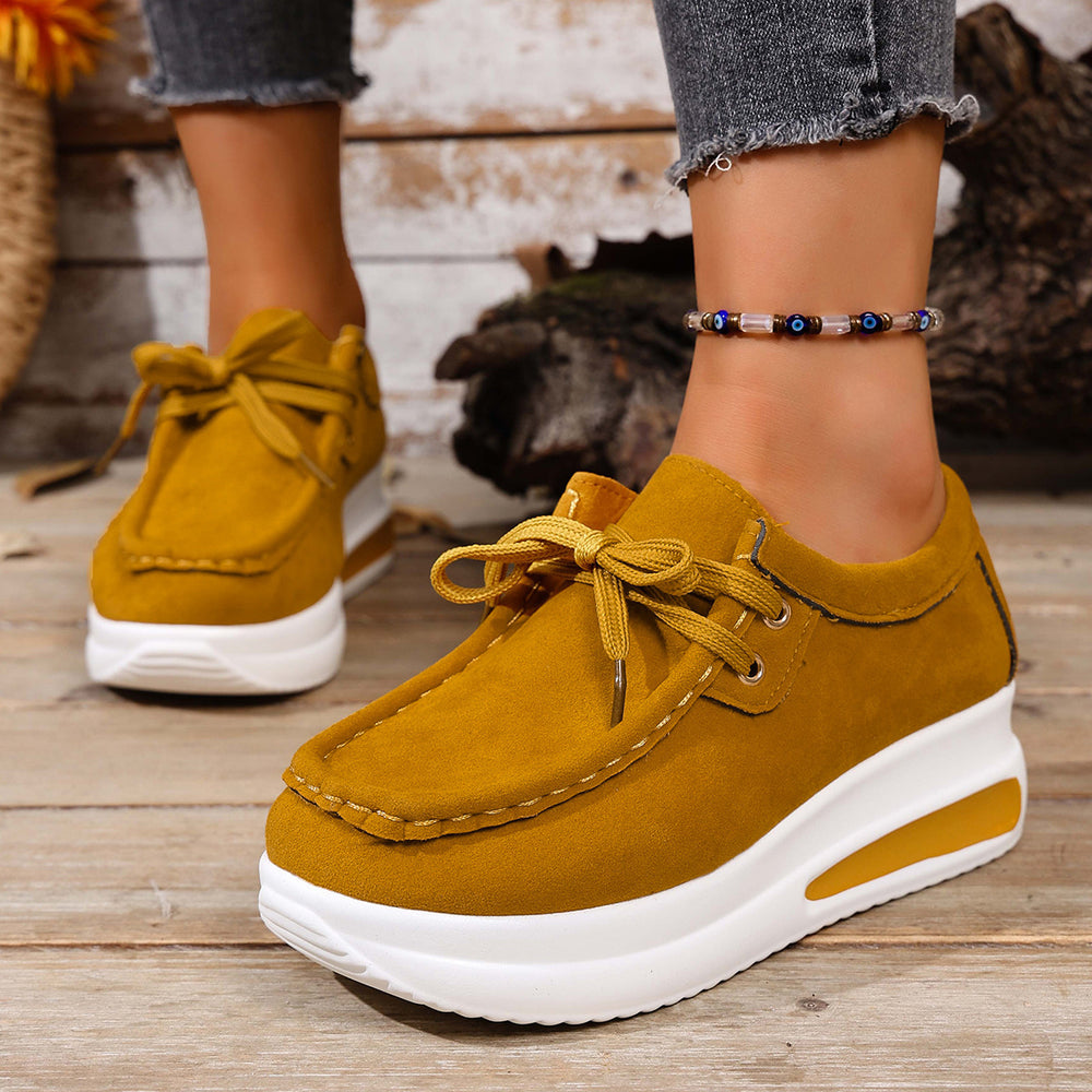 foreign trade plus size independent station spring & fallnew arrivalfashionthick sole loafers front tie back wedge heel casualflats women
