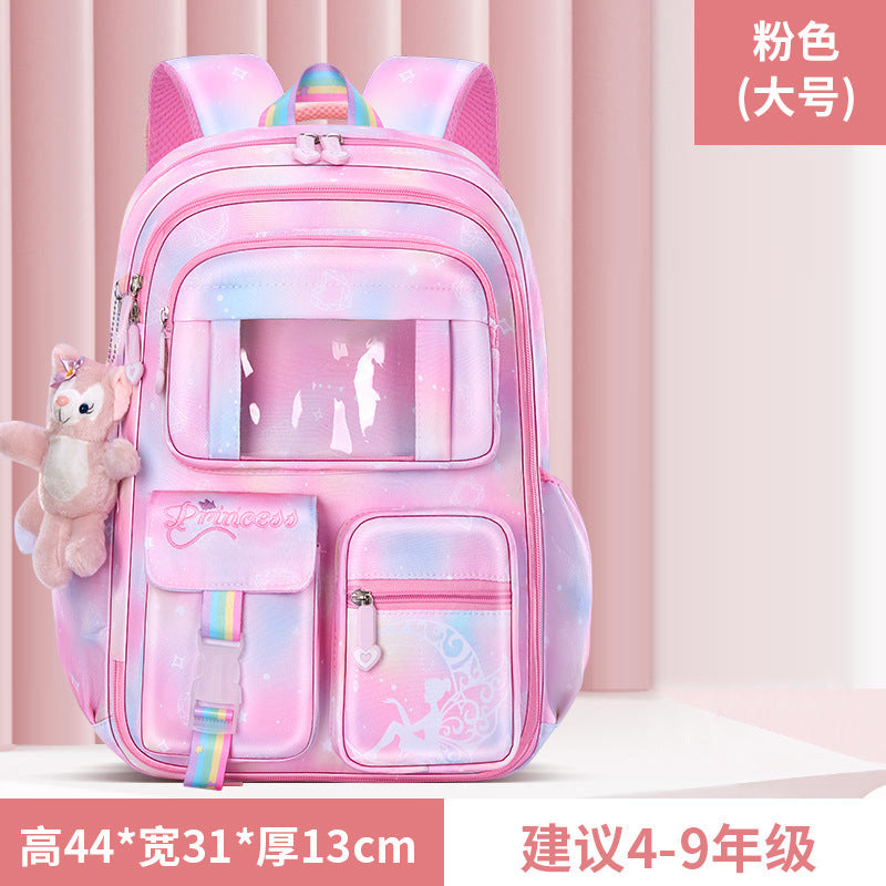 New primary school schoolbag women's lightweight large-capacity refrigerator side opening to reduce the burden of dream children's backpack for grades 1-6